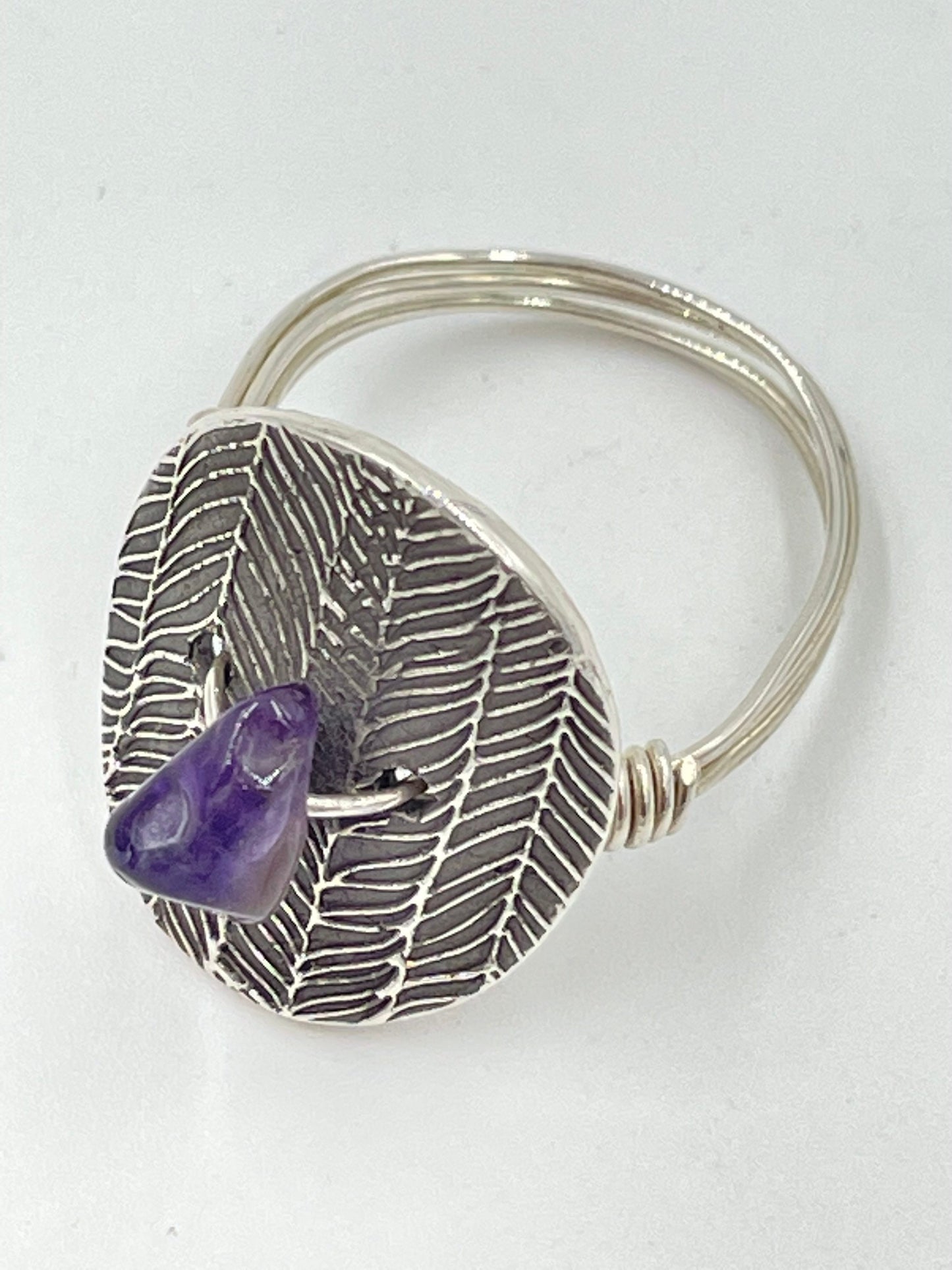 Sterling silver ring with amethyst.